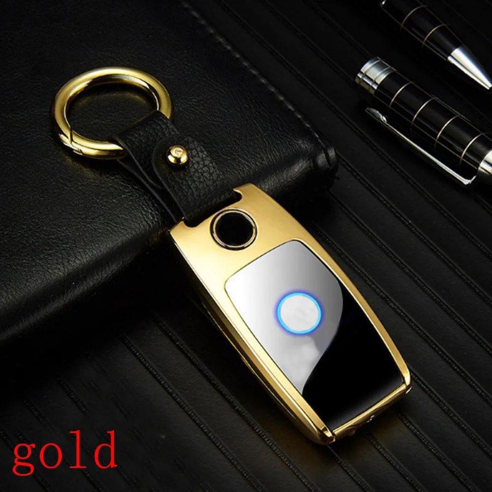USB Зажигалка освещение светодиодный экран Ключ Пряжка - Цвет: gold