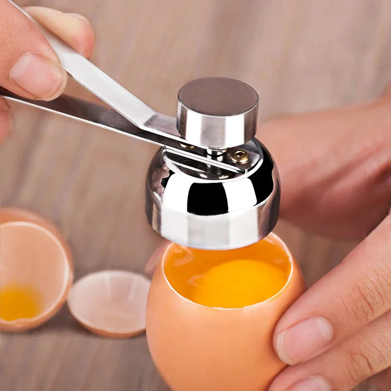 Raw Egg Cracker Separator Premium Stainless Steel Boiled Egg Topper Shell Cutter Knocker Durable Kitchen Gadgets Egg Opener