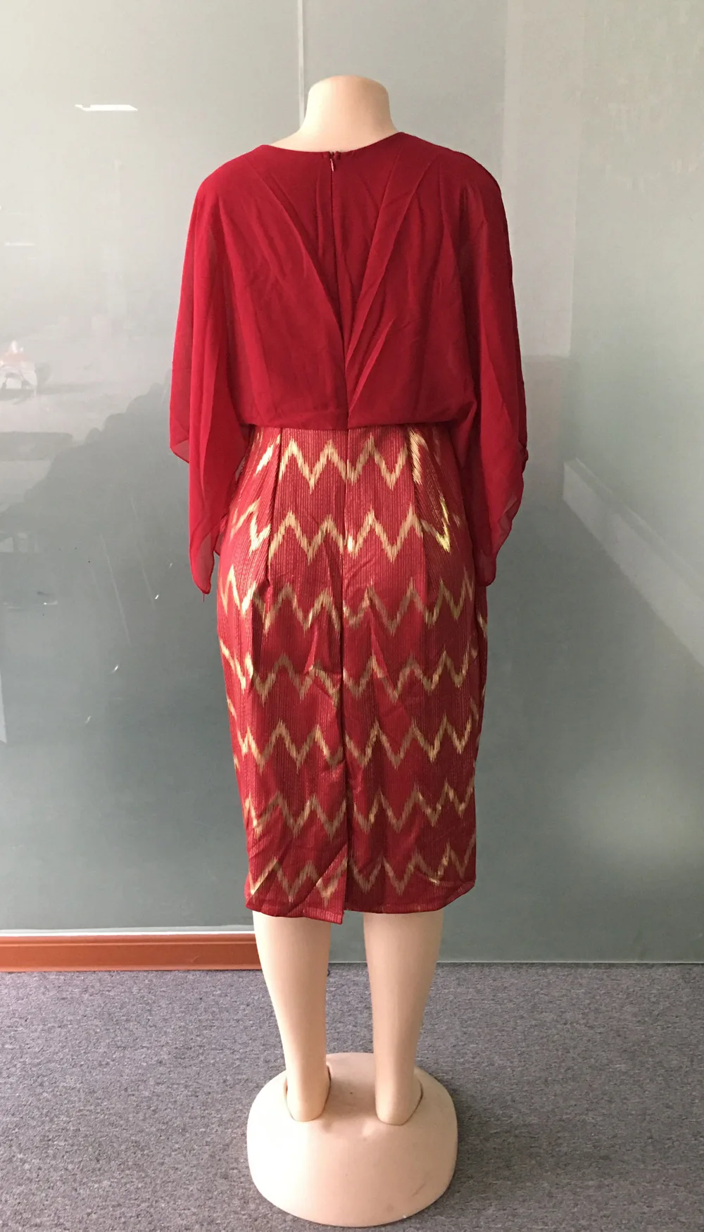 PLUS SIZE printed spliced women pencil dress o neck batwing sleeve midi dress hot sale 2 colors robes