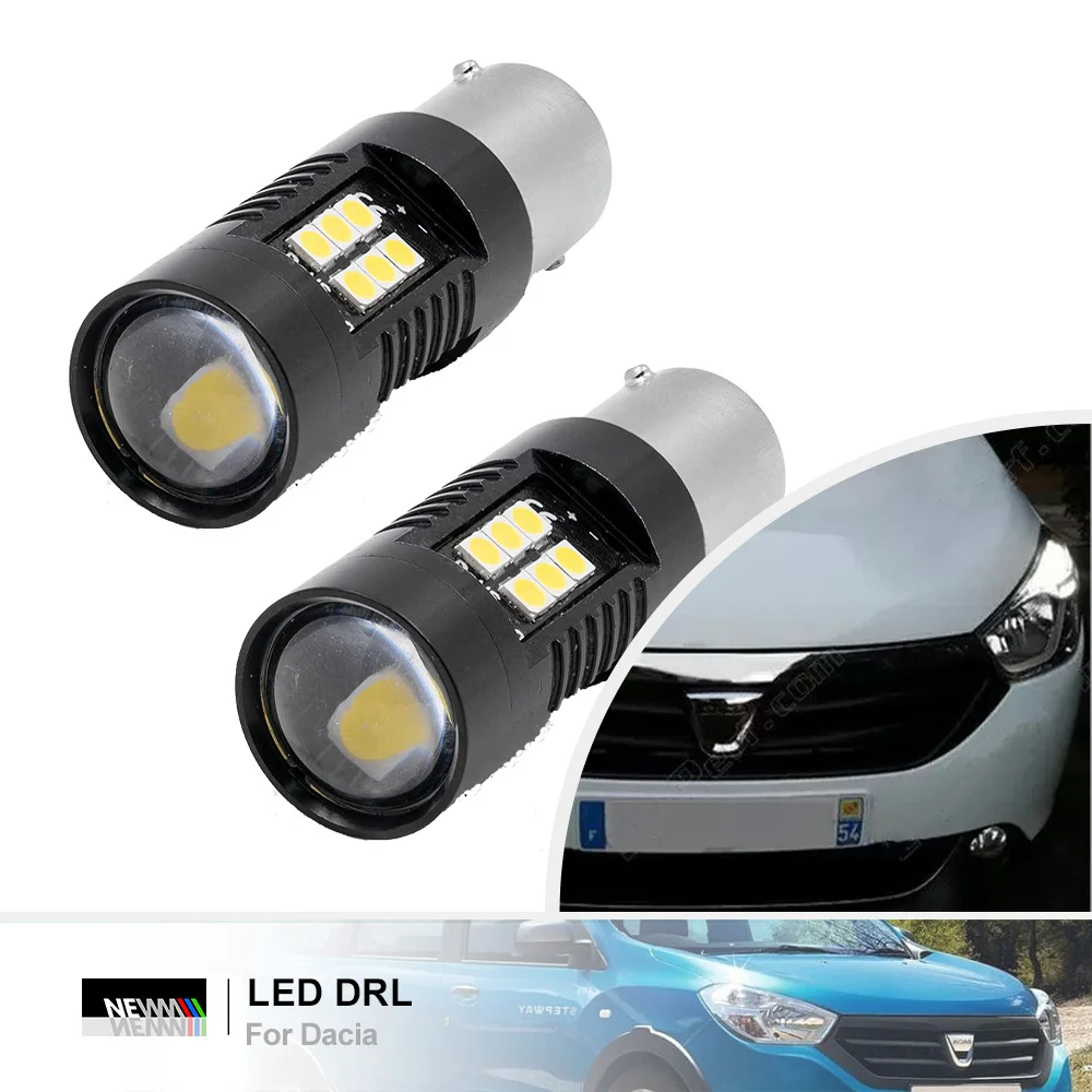 For Dacia Lodgy Dokker 2012-up BA15S 1156 P21W LED Daytime Running Light Bulbs No Hyper Flash Canbus DRLs Car Headlamp