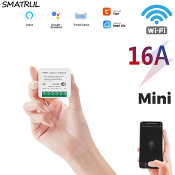 

16A/10A MINI Wifi Smart Switch Timer Wireless Switches Smart Home Automation Compatible with Tuya Alexa Google Home Interruptor