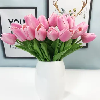 

31 pieces wedding fake flower artificial fake flower tulip latex material decorative vase