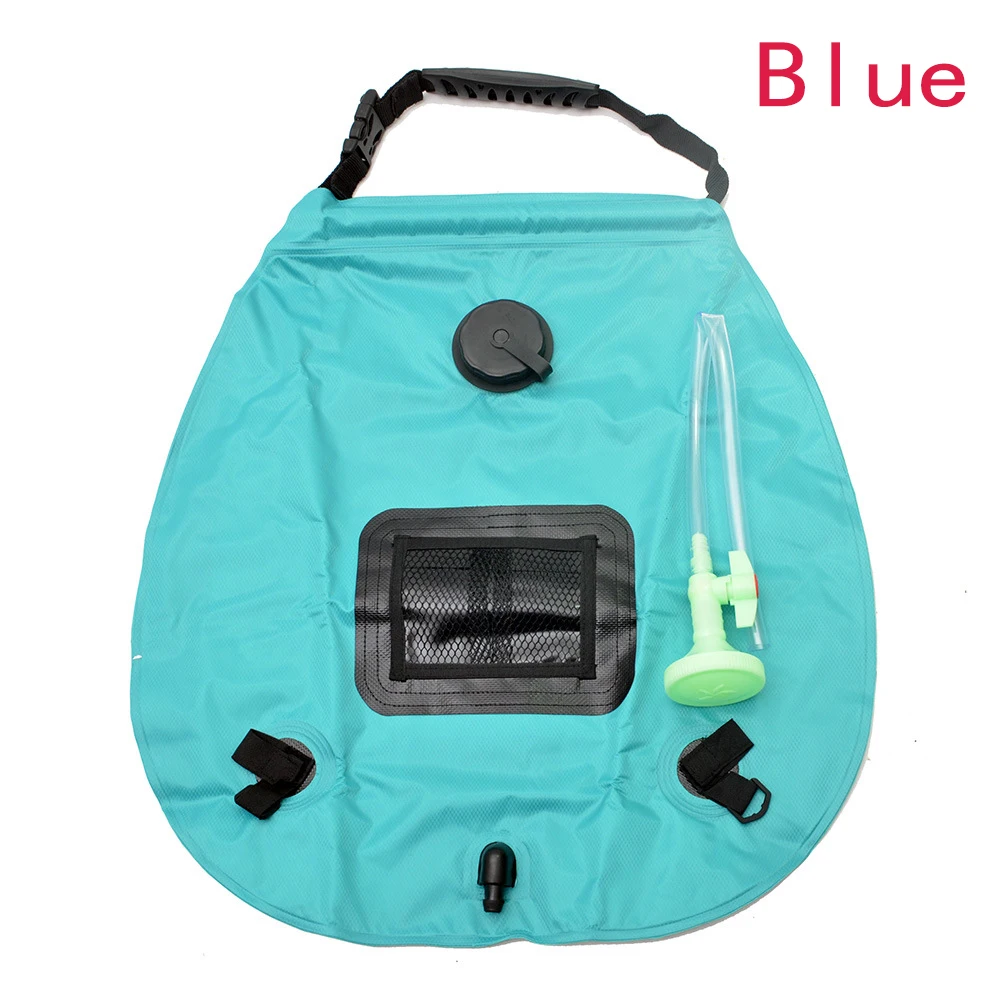 lake blue Водяные сумки для походов на открытом воздухе, Походные солнечные сумки для душа, 20л нагревательные сумки для кемпинга, сумка для душа, шланг, переключаемая душевая головка - Цвет: lake blue