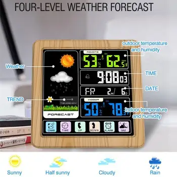 

TS-3310 Plastic Backlight Digital Alarm Clock Multifunction Thermometer Clock Indoor Humidity Creative Wireless Weather Station