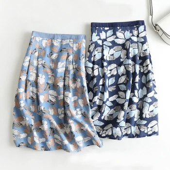 

2020 Summer Flower Print Women Boho High Waist A-Line Two Layer Midi Skirt Casual Faldas Jupe Femme Saia Women Cotton Skirt