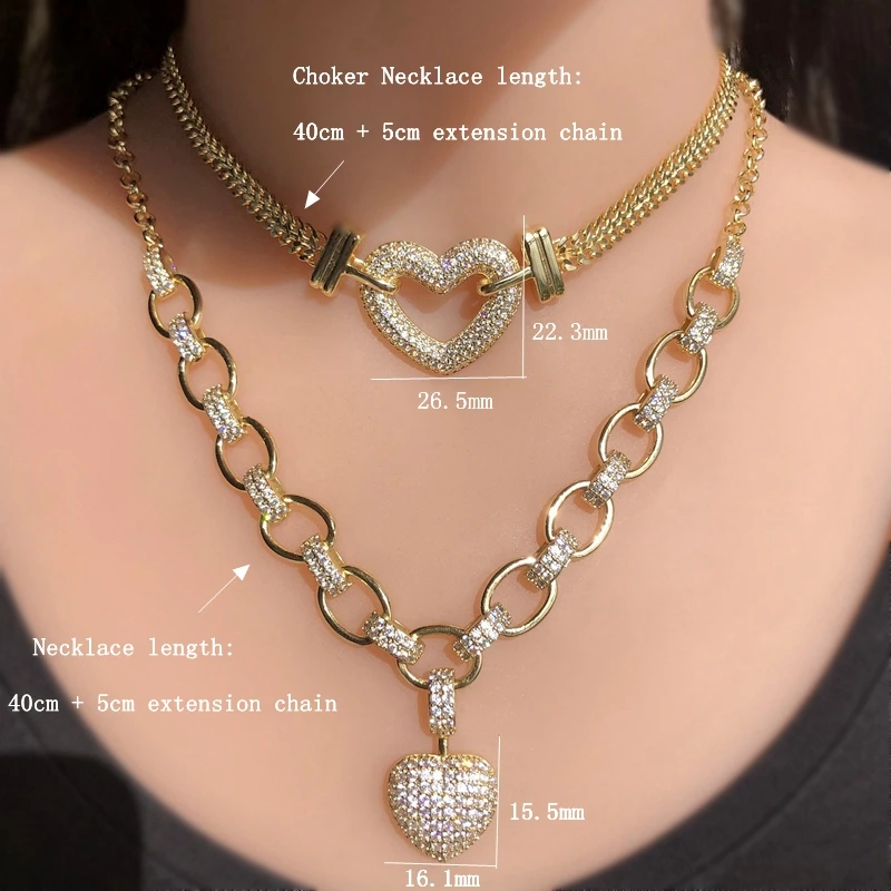 Vintage Gold Color Heart Choker 