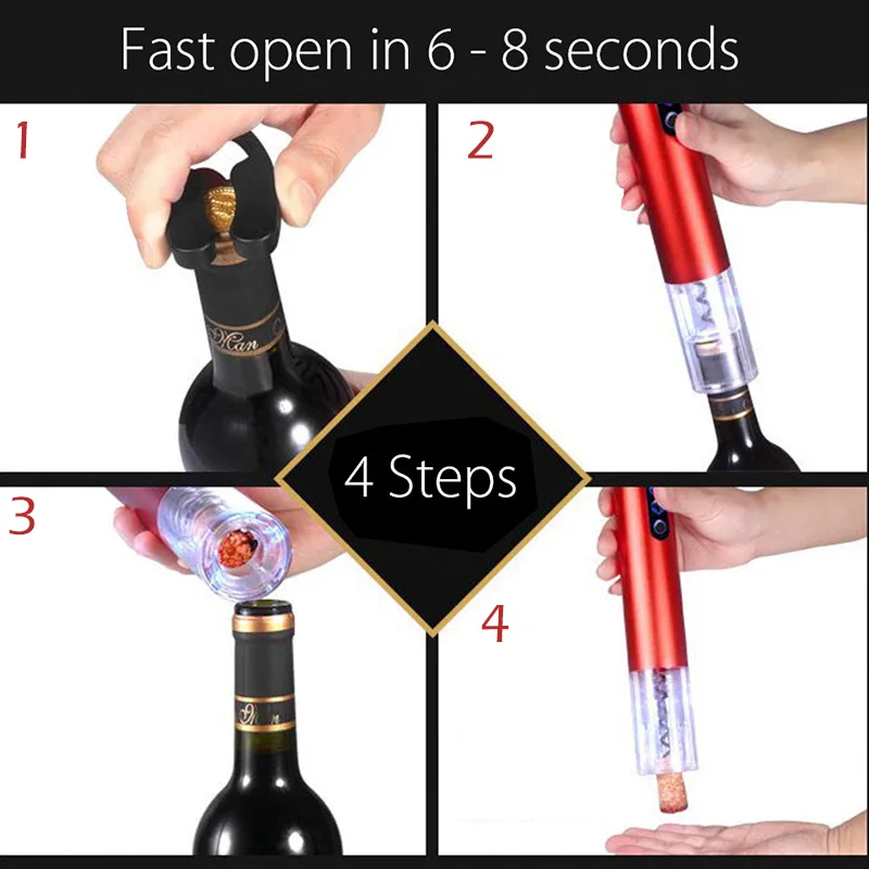 High Quality Electric Wine Bottle Opener Set Automatic Wine Bottle Opener Aluminum Bottle Opener Tool Can Be Customized LOGO