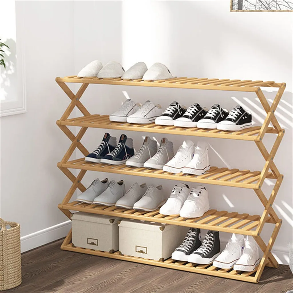 1 шт. стеллаж для обуви складной многослойный стеллаж для обуви Простые бытовые хозяйственные стойки для хранения Двери Общежития бамбуковый шкаф для обуви