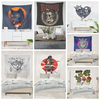 

Japanese Hippie Skull Tapestry Blanket Fabric Carpet Wall Decoration Hanging Room Decor Wallcovering Bedroom Accessories Custom