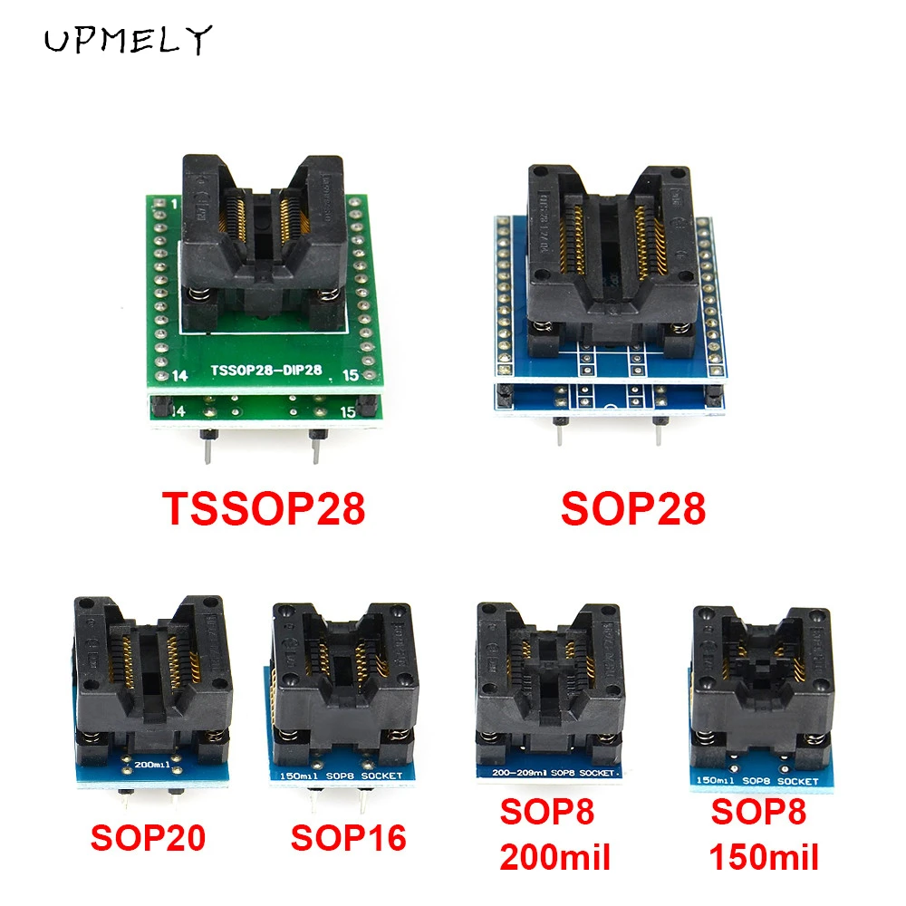 Upmely 6pcs TSSOP28 SSOP28 SOP28-DIP28 Adapter SOP20 SOP16 SOP8 150/200mil to DIP8 Chip Compatible TSSOP20 SSOP20 TSSOP8 Socket |