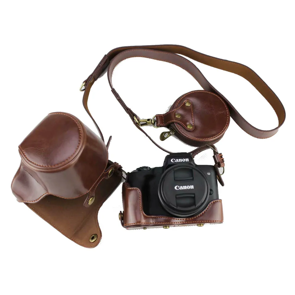 Роскошный чехол из искусственной кожи для камеры Canon EOS M50 Mark II с открытой нижней крышкой 15 45 мм ремешком мини