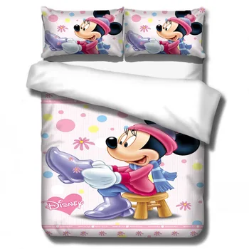 

Disney Mickey Minnie Girls Bedding Set Lovely Couple Queen King Size Bed Set Duvet Cover Pillow Case Comforter Bedding Set gift