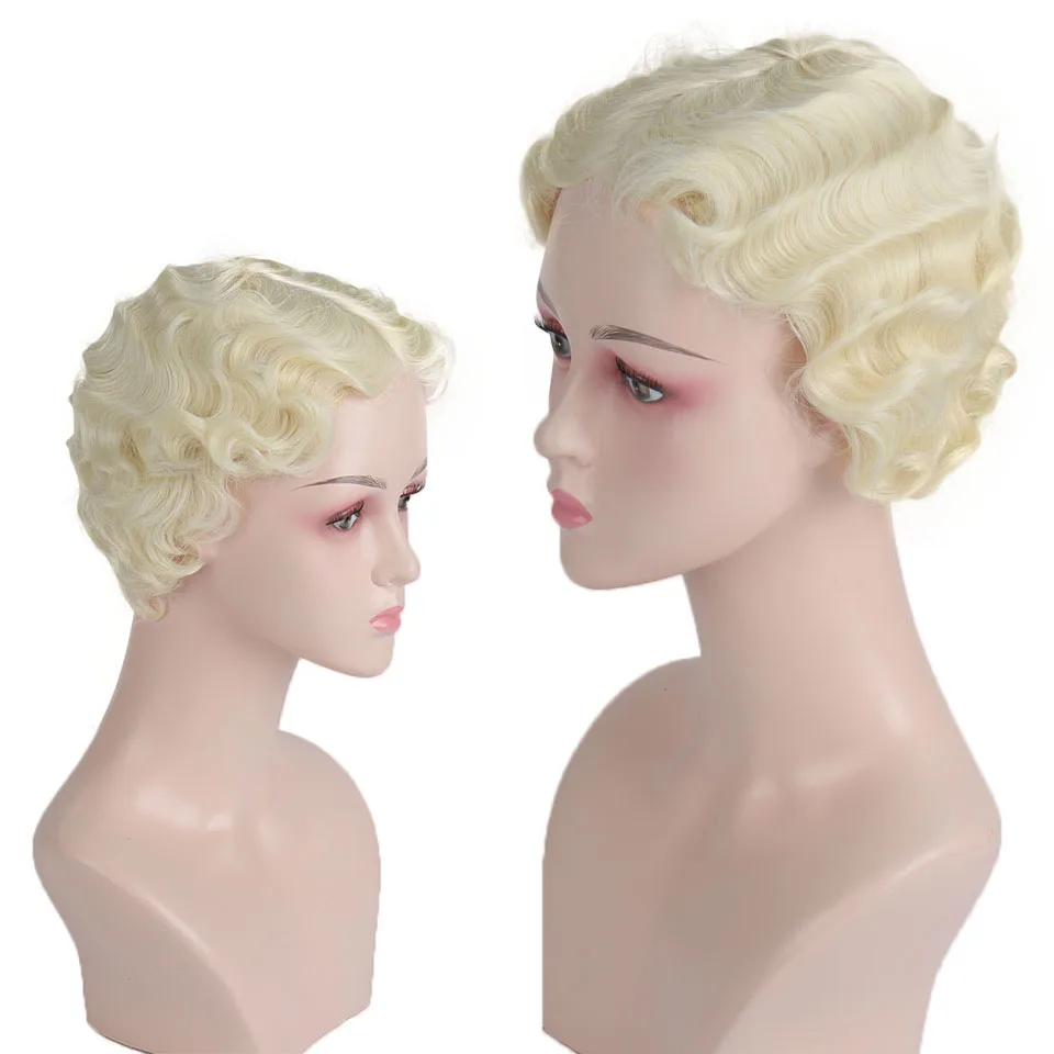 WTB короткие Pixie волосы парики для женщин Bouncy кудрявые бесклеевые синтетические сторона стрижка челки короткий Боб Пикси парик-прическа с челкой 6"