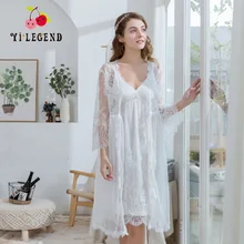 Женский халат и платье, наборы, сексуальные кружевные пижамы для сна, без рукавов, 2 штуки, одежда для сна, халат, ночное платье, нагрудные накладки