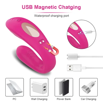 Erotic Wireless We Share Vibe Remote Control U Shape Dildo Vibrator G Spot Clitoris Stimulator Couples Adult Sex Toys for Woman 2