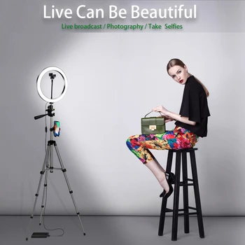 

26CM LED Ring Light Photography Kit Photo Studio Camera Light Makeup Video live Selfie Fill Lamp with Phone Clip Holder Tripod