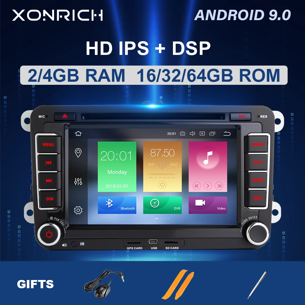  4GB 2Din Android 9Car DVD Player GPS Navigation For VW Passat B6 touran amarok volkswagen Skoda Oct