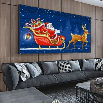 

5D Full Drill Round DIY Diamond Painting Kits Santa Claus Elk Embroidery Cross Stitch Rhinestone Christmas Decorations For Home