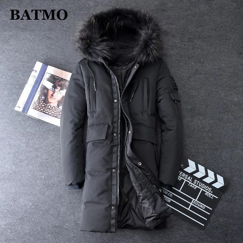BATMO Новое поступление зимние высококачественные толстые белые куртки с капюшоном на утином пуху мужские зимние пальто большие размеры 2287