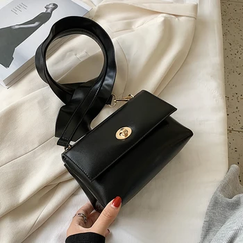 

HOCODO Fashion Chain Bags For Women Messenger Bag Wide Shoulder Strap Crossbody Bags Solid Color Flip Ladies Handbag And Purses