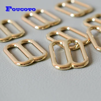 

50pcs/lot Adjuster Slider for 20mm Webbing golden Metal Slider Adjustable Buckle Loops DIY Straps Bags Belts Accessories