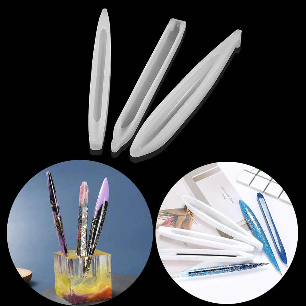 

3 Styles Clear Pen Silicone Molds Red Blue Black Ballpoint Pen Refill UV Resin Epoxy Mold For DIY Learning Office Supplies