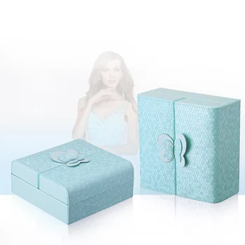 

Wholesale Butterfly Leather Jewelry Box Organizer Display Storage Mini Travel Case Magnetic Closure Cosmetic Bag Ship For RU M