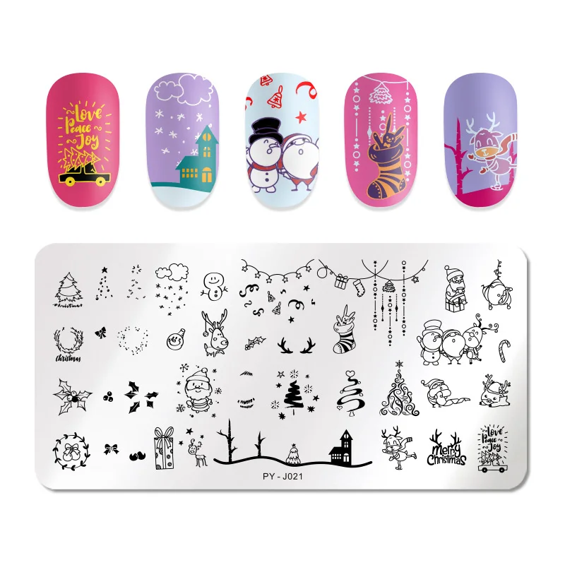 PICT YOU Рождественский фестиваль год снежинка шаблон ногтей штамповки пластины для дизайна ногтей пластины трафарет из нержавеющей стали дизайн ногтей