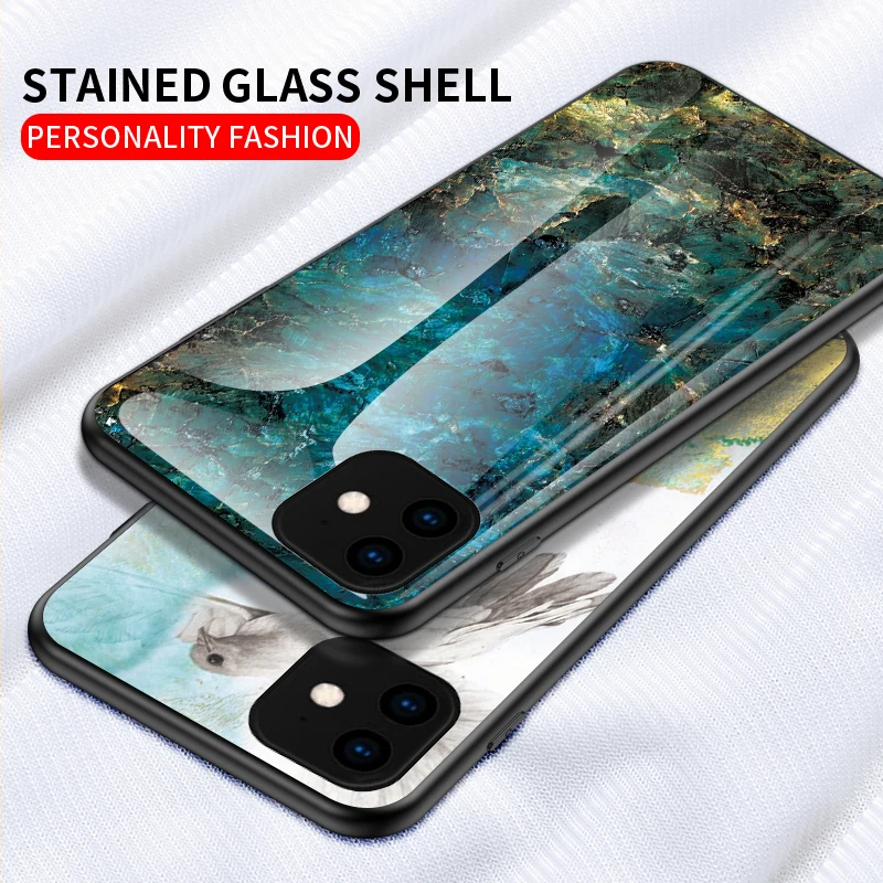 

Anti-knock Marble Tempered Glass Phone Case for iPhone 11 11Pro Max X XR XS Max 5 5s 6 6s 7 8 Plus Case Back Cover Fitted Case