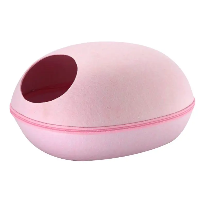 Розовый Creative Eggshell Nest Breathable Cat Bed Felt Pet Nest Funny Kitten Puppy Cave Q84D - Цвет: Розовый