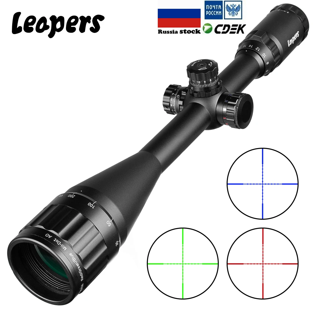 

LEAPERS 6-24X50 Riflescope Tactical Optical Rifle Scope Red Green Blue Dot Sight Illuminated Retical Sight For Hunting Ak 47