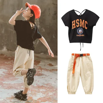 

2020 Girls Clothing Sets Kids Summer T Shirt Wide Leg Pants Suits Children Short Sleeve Toddler Girl Clothes 4 8 10 12 Years