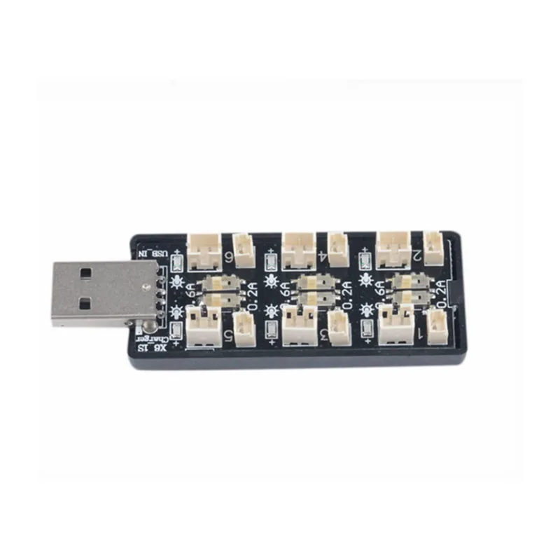 Chargeur USB 6 canaux LiPo/LiHv 1S 3.7V/3.8V avec connecteurs multiples