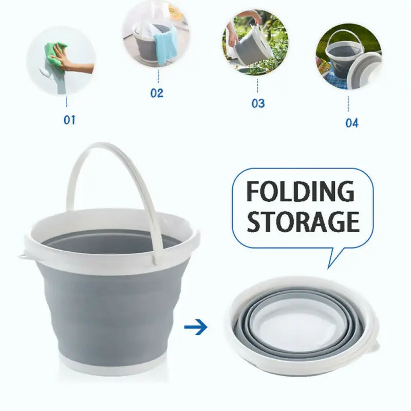 Silicon Plastic Folding Collapsible Bucket Kitchen Camping Garden Water Carrier 