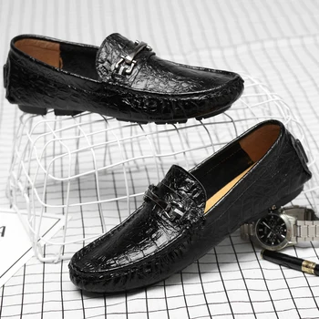 

big size 48 men Vintage Genuine Leather shoes outdoor Soft Loafers for Men fashion Slip On Moccasins Boat Flats Shoes men j3