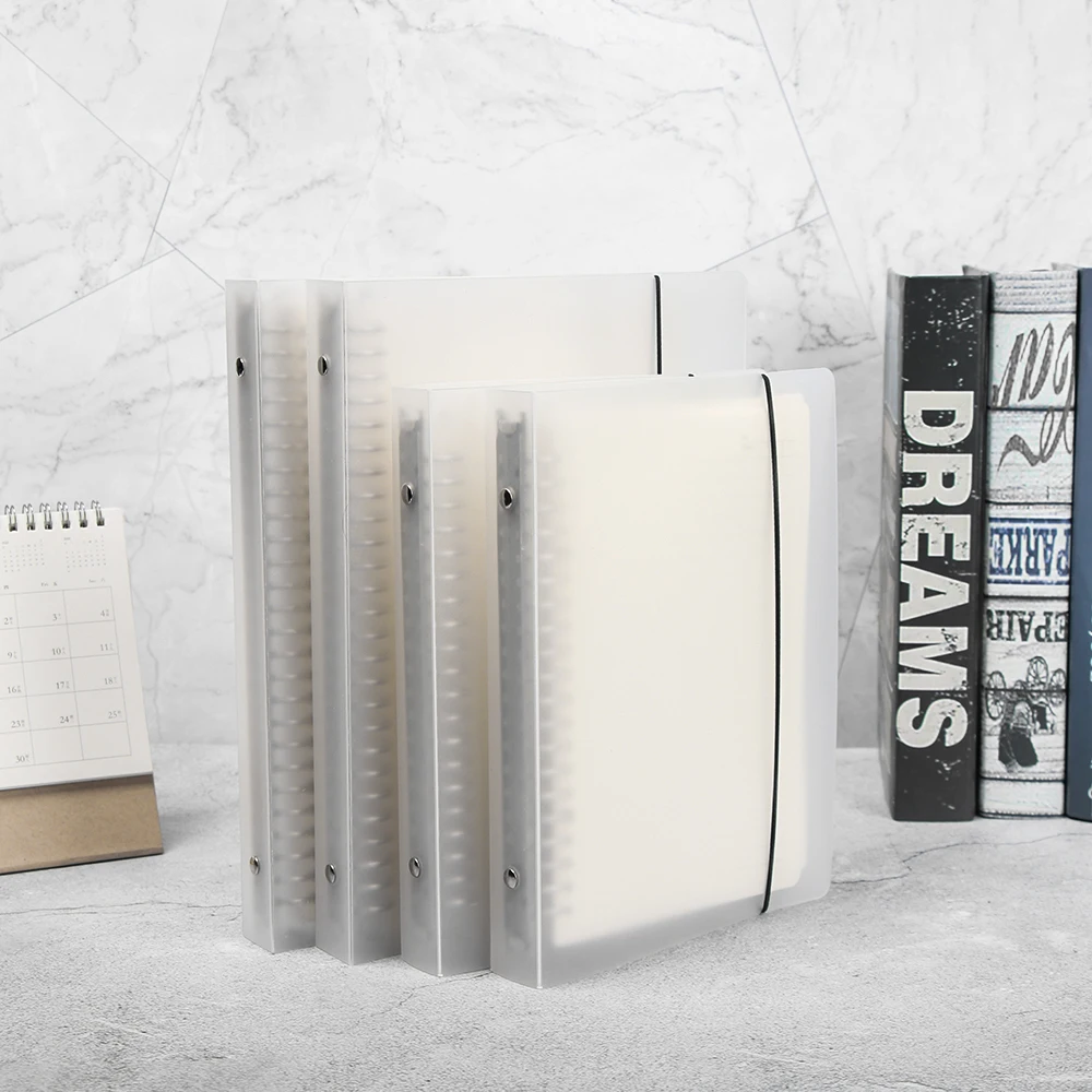

1PC PP Folder Frosted Filing Product with Inner Page Notebook File Folder Shell Ring Binder Notepad Cover Office Supplies