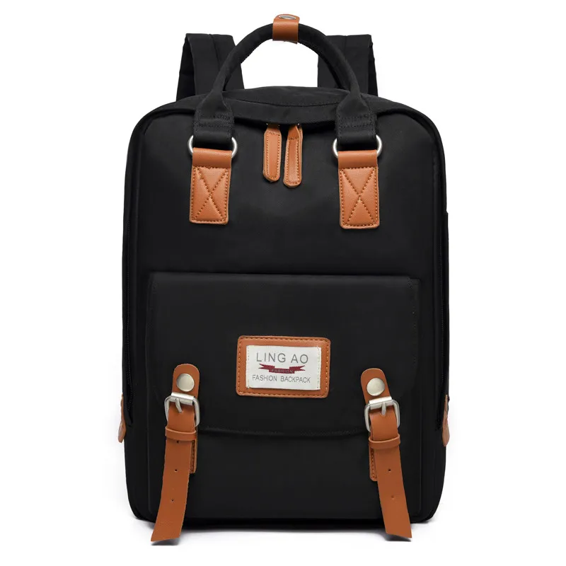Водонепроницаемый нейлон Лоскутные женские рюкзаки холщовый рюкзак для ноутбука школьная сумка для подростков девочек дорожные Рюкзаки Женские Mochilas - Цвет: Black