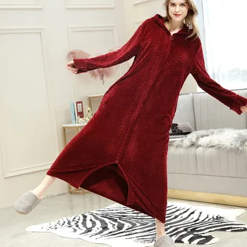 

Women Men Flannel Bath Robe Sleepwear 2019 Couples Women's Lengthened Bathrobe Zipper Home Clothes Long Sleeved Robe Coat#g3