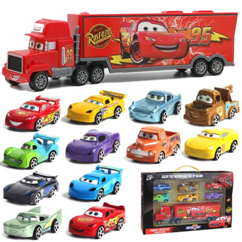 7PCS/SET Disney Pixar Cars 3 Lightning McQueen Uncle Truck ABS Diecast Model Car Hot Toys New Year Christma Gift for Children