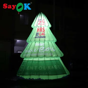 Best SAYOK 4.5m Inflatable Christmas Tree Decoration With Air Blower, Full Printing, Custom Advertisement Logo