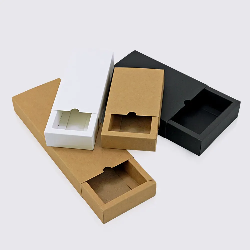 

10PCS #6 Brown Kraft Paper Box Carton Packaging Slide Open Gift Box Cookie Packing Box Clothing Boxes Party Supplies