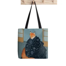 

Shopper The Fox's Wedding Tote Bag Printed Tote Bag women Harajuku shopper handbag girl Shoulder shopping bag Lady Canvas Bag