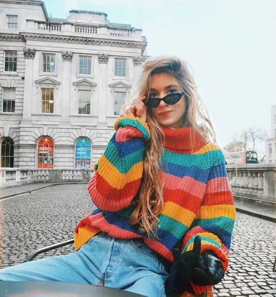 

2019 Suit-dress Colour Stripe Knitting Pullover Unlined Upper Garment Will Code Sweater Loose Coat