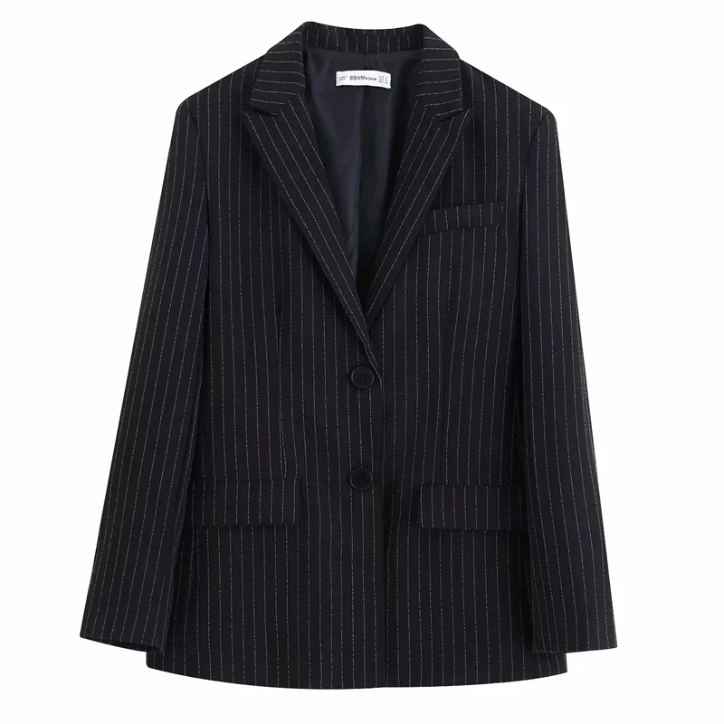 

Casual women's striped jacket 2019 new single-breasted black striped ladies blazer Elegant office suit autumn women's clothing