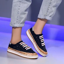 Новинка года; женская обувь на плоской подошве; сезон весна-осень; дышащие женские лоферы без застежки в стиле Харадзюку; винтажные женские кроссовки; zapatos mujer; Размеры 35-43