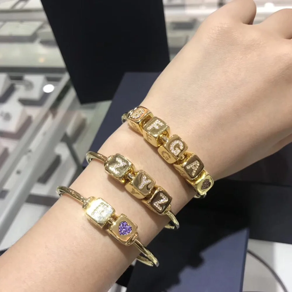 

custom your name dice bracelet capital initial letter customize love bangle A-Z 1-9 Symbol DiceCuff Bracelet for Women girls