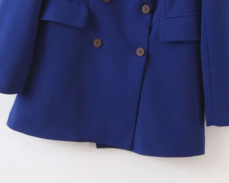 

Cross Border Western Style 2019 Autumn Royal Blue Women's Suit Solid Color Elegant Double Breasted Able Suit Jacket