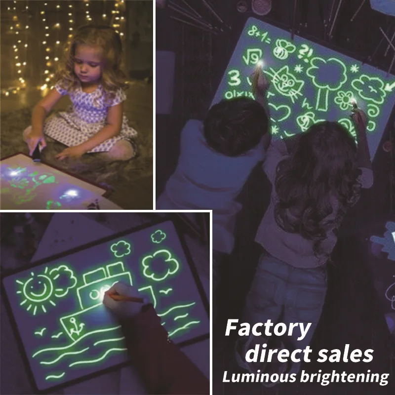 

Draw with Light-fun and Developing Toy Fluorescent Luminous Board Toy In Dark Children Kids Funny Toy Big Pack 1Pen / Set