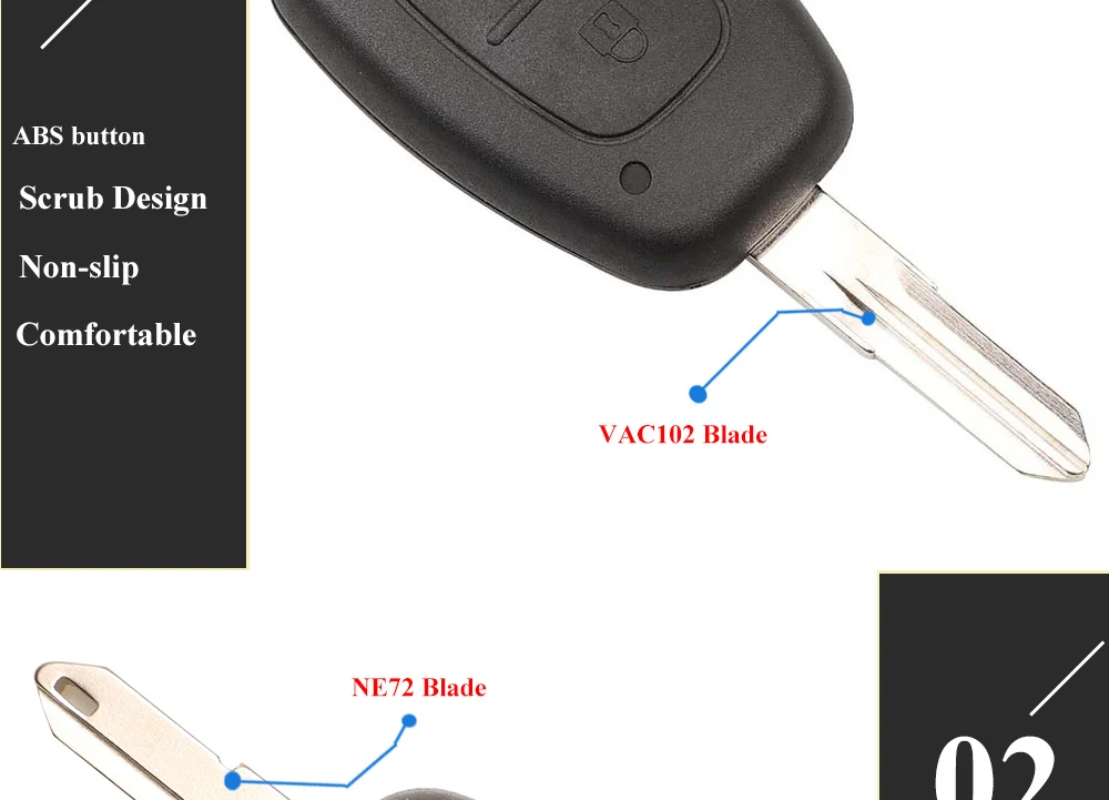 Keyforkess 2 pulsanti chiave a distanza per auto 433mhz ID46 Chip Transmister per Renault Traffic Master Vivaro Movano Kangoo Ne73 VAC102 lama 11 Keyforkess 2 pulsanti chiave a distanza per auto 433mhz ID46 Chip Transmister per Renault Traffic Master Vivaro Movano Kangoo Ne73 VAC102 lama - H964532246c674faabd35cd040cb94c98w