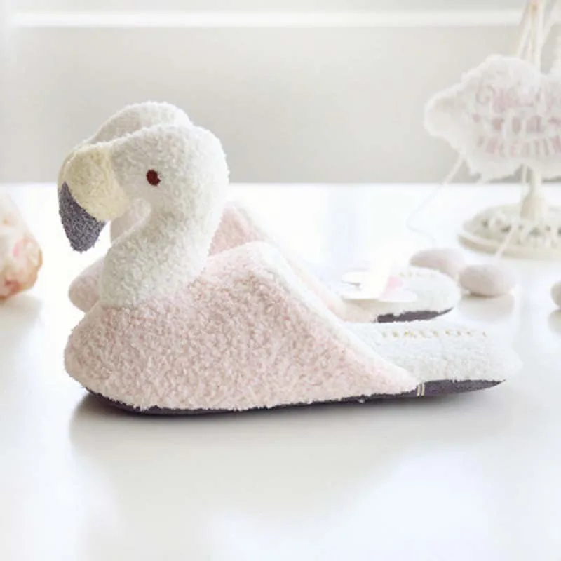 ins flamingo plush slipper Autumn winter flamingo warm cotton slippers Winter cute non-slip indoor home slippers